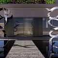 Modern City Sculpture Ring Sculpture Sculpture Sick Fish Leaping over the Dragon Gate Transformation Angel Wings Endless Waterscape Reflecting Architectural Landmark Sculpture Landscape 3d model