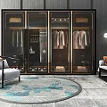 Luxury Modern Wardrobe Interior With Glass Doors Metal Frame Hanging Clothes And Drawers