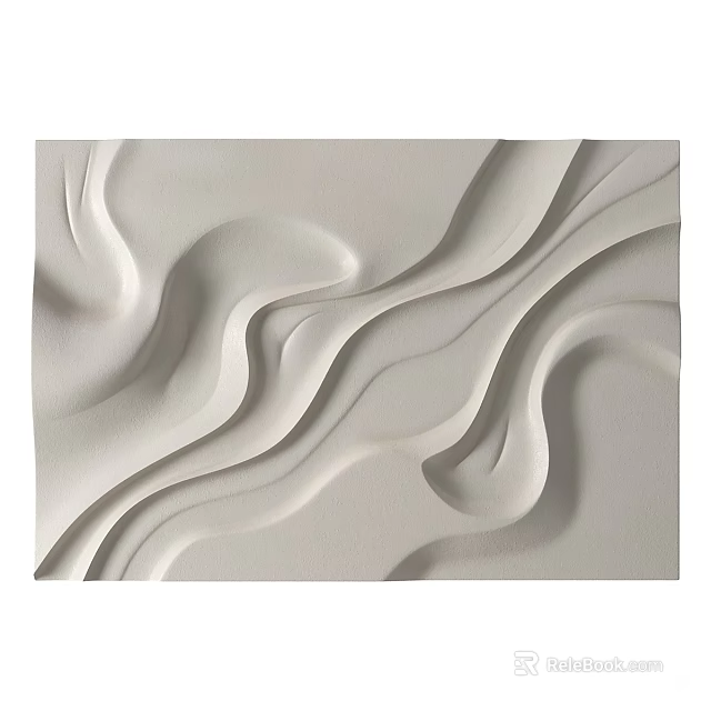 White Decorative Wall With Wavy Texture And 3D Artistic Design Details 3d model