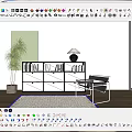 White Bookcase With Drawers Table Lamp Books Near Green Wall Panel Potted Plant Chair Rug