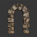 Rustic Aged Stacked Brick Arch Structure As Architectural Decorative Element