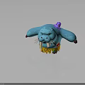 Blue Walrus Character With Purple Octopus Spots White Tusks Red Star And Fringe Skirt