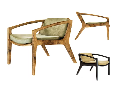 Modern Armchair Design With Wooden Frame And Upholstered Seat In Various Styles 3d model