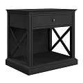 Rustic Wooden Nightstand With Single Drawer And X Shaped Side Panels 3d model