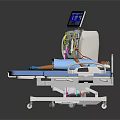Medical Monitoring Equipment With Display Screen And Hospital Bed Blue Mattress Patient Mannequin