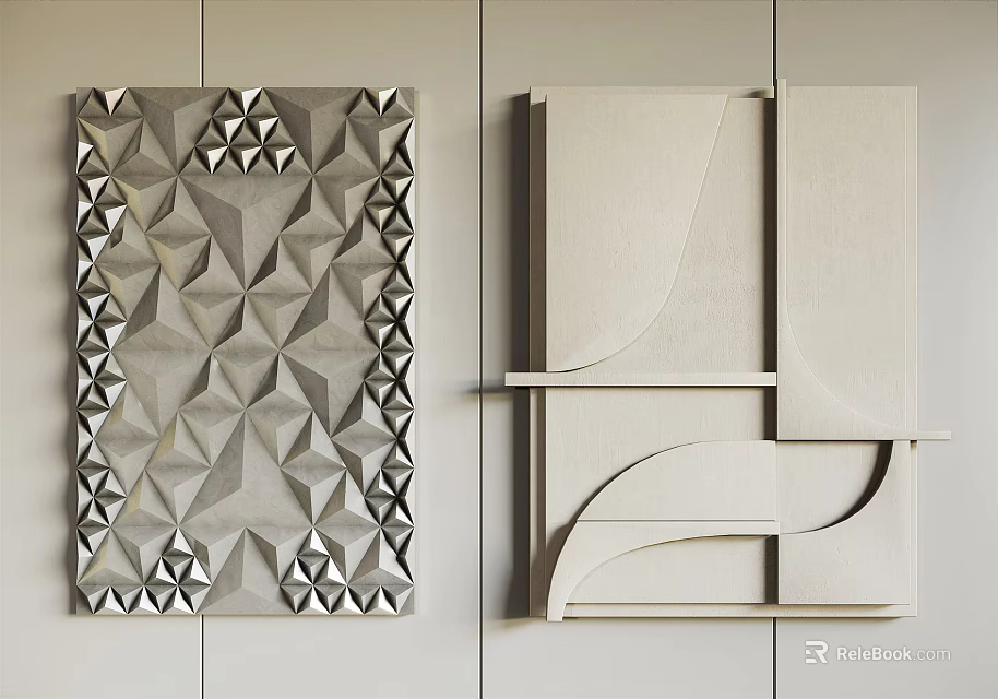 Modern Wall Decorative Panels With Geometric And Minimalist 3D Designs In Neutral Tones 3d model 