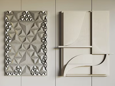 Modern Wall Decorative Panels With Geometric And Minimalist 3D Designs In Neutral Tones 3d model