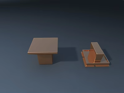 Square Copper Metal Coffee Table with Sleek Design in Modern Interior 3d model