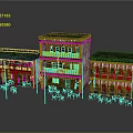 Old Weathered Buildings With Green Roofs Yellow Walls Arched Windows And Balconies