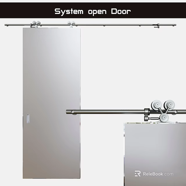 Modern Metal Swing Door With Sliding Track And Pulley Mechanism 3d model 