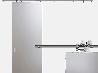 Modern Metal Swing Door With Sliding Track And Pulley Mechanism 3d model