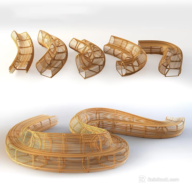 Unique Curved Wicker Outdoor Chair Design With Multiple Styles And Ergonomic Shape 3d model 
