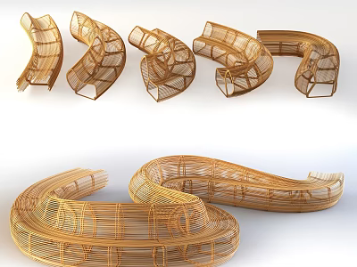 Unique Curved Wicker Outdoor Chair Design With Multiple Styles And Ergonomic Shape 3d model