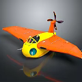 Vibrant Orange Yellow Passenger Plane With Propeller Single Engine Transparent Cockpit And Wings 3d model