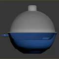 Round Blue Container With Clear Dome Lid And White Knob Featuring Holes Inside