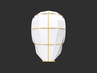 Man Holding White Lantern With Gold Lines Against Black Background 3d model