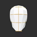 Man Holding White Lantern With Gold Lines Against Black Background