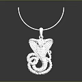 Silver Snake Design Pendant Necklace With Intricate Detailing And Shiny Finish 3d model