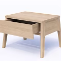 Light Wood Modern Bedside Table With Open Drawer And Simple Design 3d model