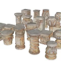 European-style architectural components European-style Roman column stigma combination landscape stigma 3d model