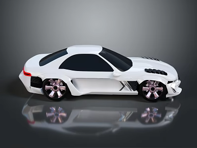 Sleek White Sports Car With Black Windows And Silver Alloy Wheels 3d model