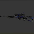 Futuristic Sci Fi Weapon Design With Blue Glowing Accents And Mechanical Structure