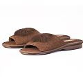 Brown Suede Slippers With Pom Pom Decor And Flat Comfortable Sole 3d model