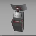 Red And Gray Mechanical Equipment With Extended Top Panel And Compact Structure
