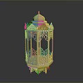 Yellow Lantern Light Fixture Combination With Intricate Carved Patterns And Decorative Design