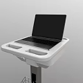 White Mobile Medical Cart With Laptop And Storage Basket On Wheels