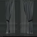 Modern Light Gray Curtains With Textured Fabric And Tiebacks In Paneled Interior