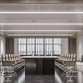 Modern Spacious Conference Room With Long Table Multiple Chairs And Large Windows 3d model