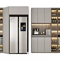 Modern Wine Cabinet With Glass Doors LED Lighting And Display Shelves For Wine Bottles