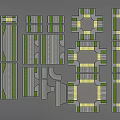 Municipal Roads Various Layout Components With Traffic Lanes Green Belts And Pavement