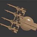 Military Weapon Model With Multiple Missile Launchers Wooden Structure And Circular Base