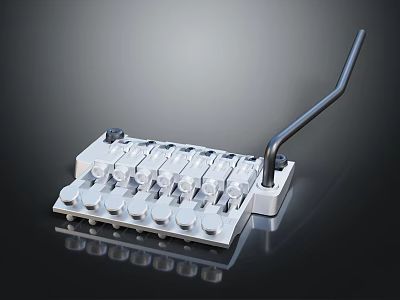 Professional Headphone Audio Mixer with Multiple Knobs Lever on Reflective Surface 3d model