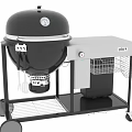 Portable Black Outdoor Barbecue Grill Cart With Wheels Tool Hooks And Storage Shelf