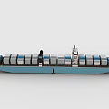 Building Blocks Cargo Ship Model With Stacked Containers And Blue White Hull 3d model