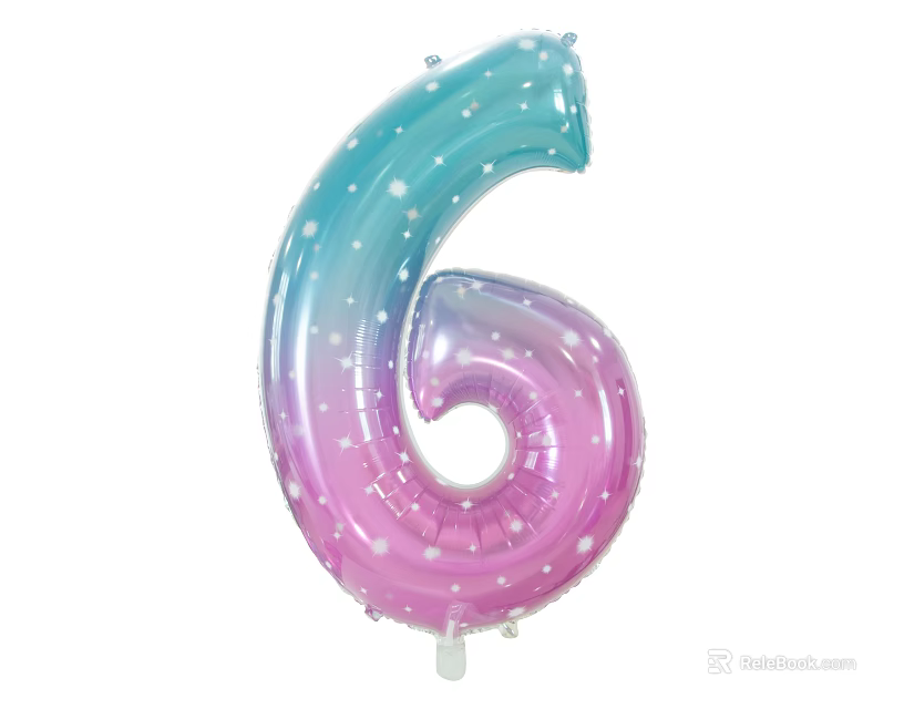 Colorful Gradient Number Six Balloon With White Dots For Party Decorations 3d model 