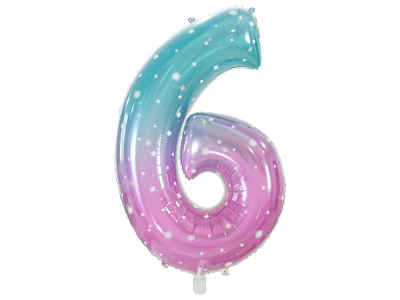 Colorful Gradient Number Six Balloon With White Dots For Party Decorations 3d model