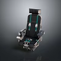 Black Aircraft Passenger Seat With Green Seatbelts Armrests And Durable Frame