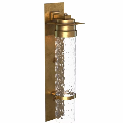 Elegant Modern Brass Wall Sconce With Textured Transparent Glass Shade 3d model