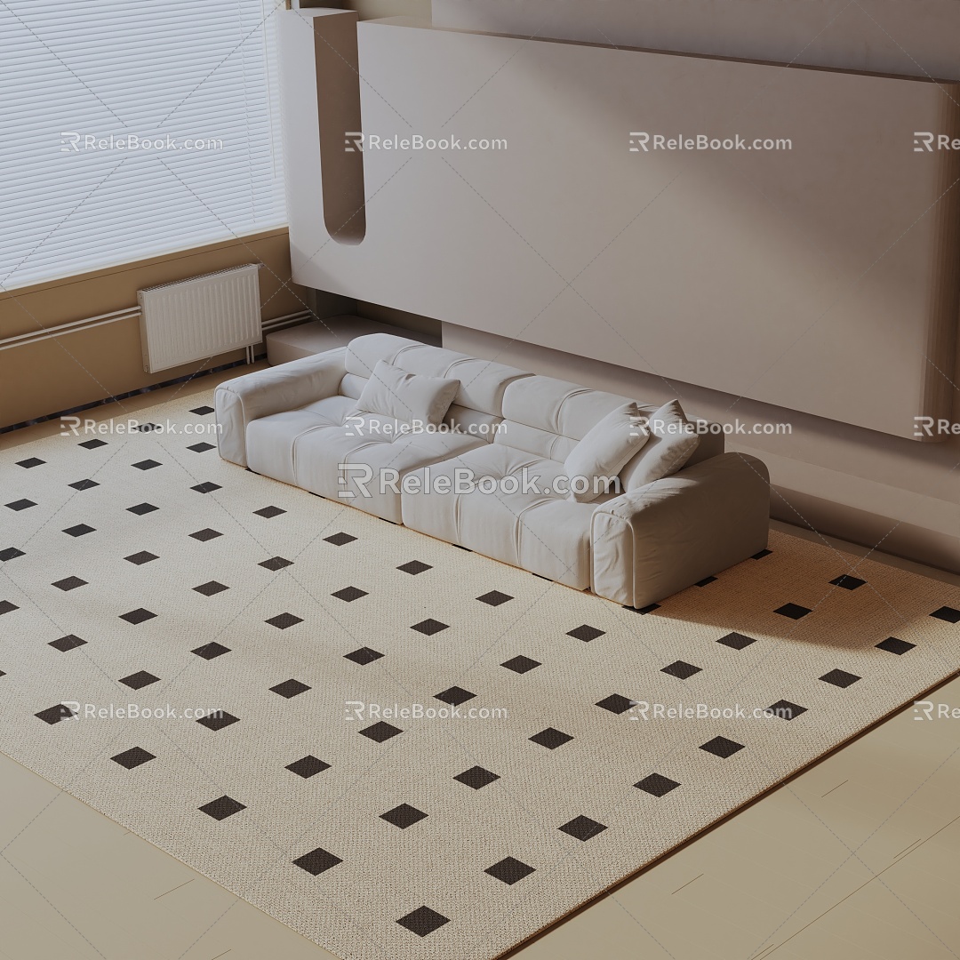 Modern three-seat sofa 3d model