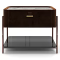 Elegant Brown Side Table With Drawer Metal Frame And Glass Shelf