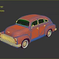 Vintage Red Classic Car With Shiny Body And White Wheels On Black Background