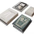 Vintage Hardcover Books With Decorative Covers And Classic Design Elements 3d model