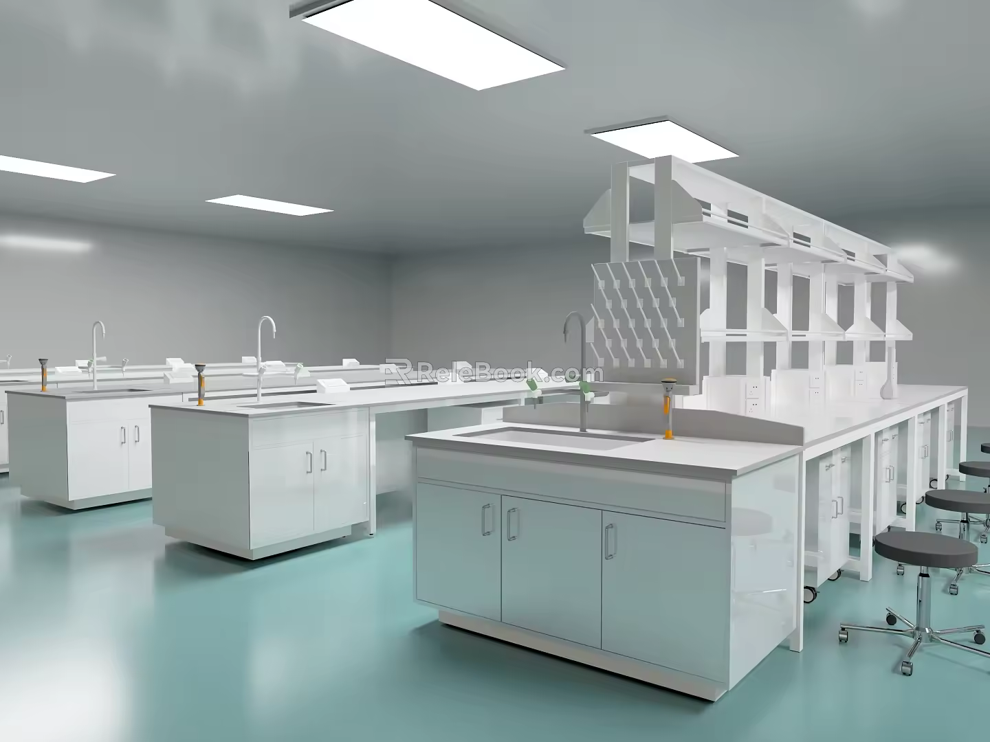 Modern Laboratory Central Desk Laboratory Side Desk Laboratory Countertop Reagent Rack Laboratory Console 3d model
