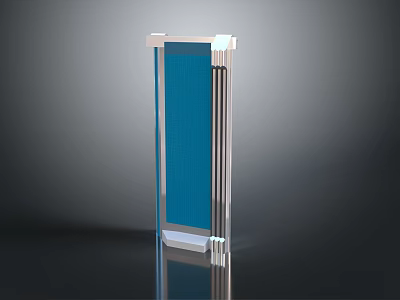 Stylish Modern Vertical Furniture with Blue Panel and Sleek Metal Frame Design 3d model