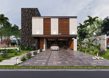 Modern single-family villa Villa Entrance 3d model