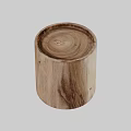 Natural Wooden Single Chair With Cylindrical Shape And Rustic Wood Grain